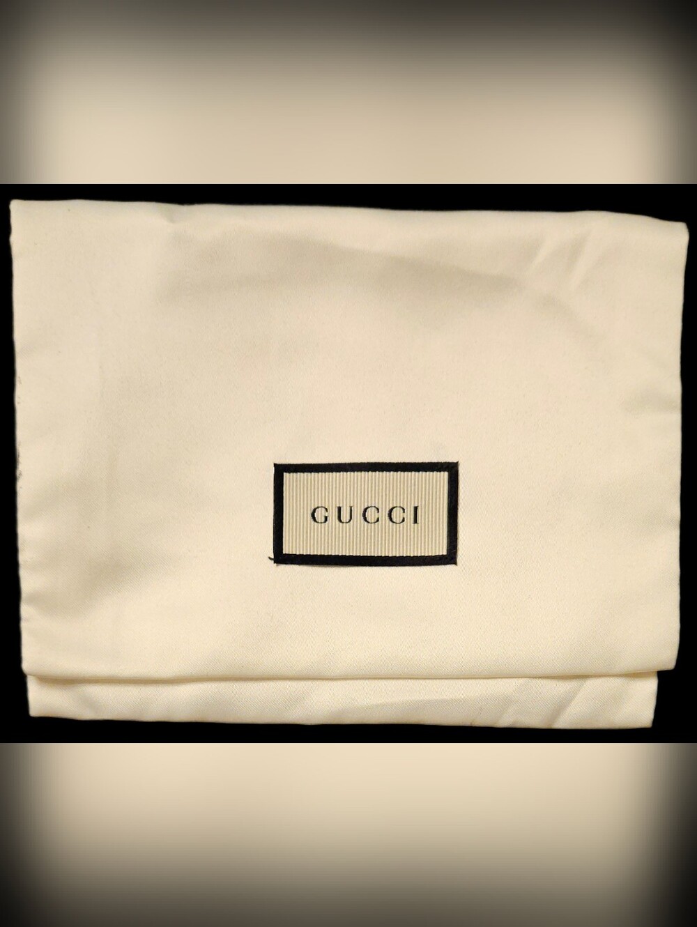NEW Gucci Patch Silky White Envelope Dust Bag Cosmetic Pouch Jewelry Card Holder